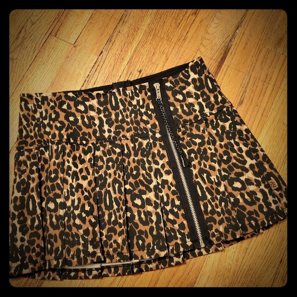 Royal Bones leopard-print pleated mini skirt